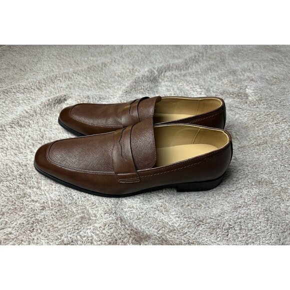 Calvin Klein Junberg Brown Leather Penny Loafers Men\'s Dress Shoes NWOB main image 12
